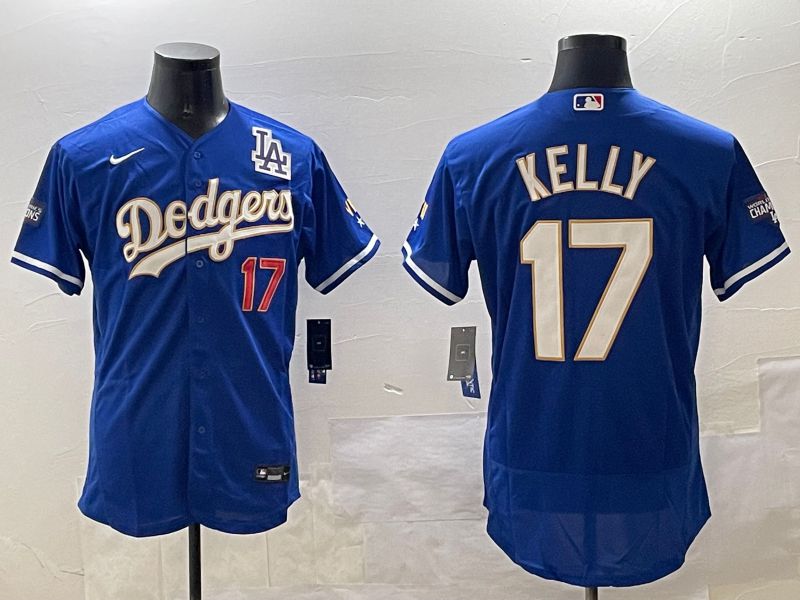 Men Los Angeles Dodgers #17 Kelly Blue Gold Elite 2025 Nike MLB Jersey style 8